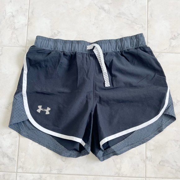 Under Armour "Fast Lane" Black/Gray Athletic Shorts Girls Medium (M) - Picture 1 of 3